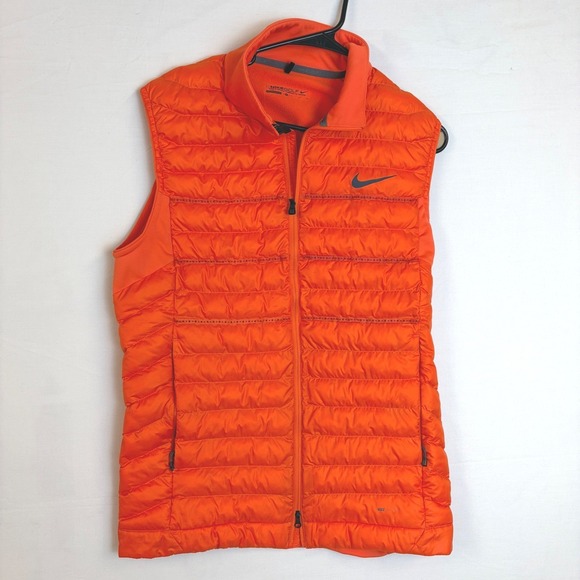 Nike Other - Nike Golf Aeroloft Vest Mens Medium Neon Orange Full Zip Puffer Preppy Running